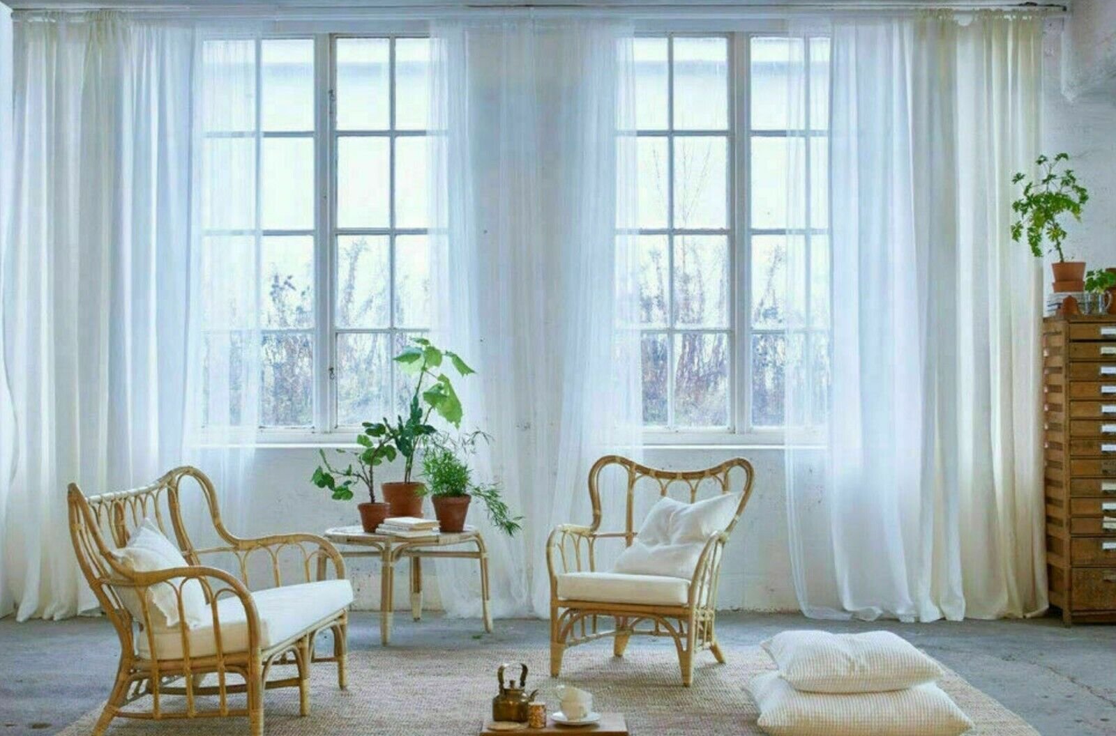 Windows White Elegant Curtains